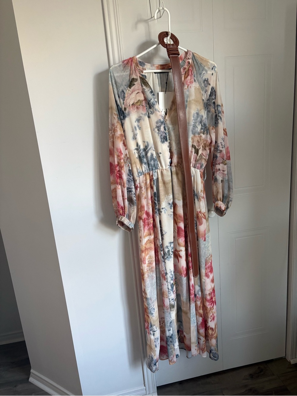 NWT Zara Floral Maxi Dress with Belt